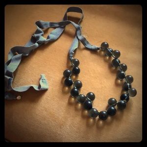 Grey glass bead necklace